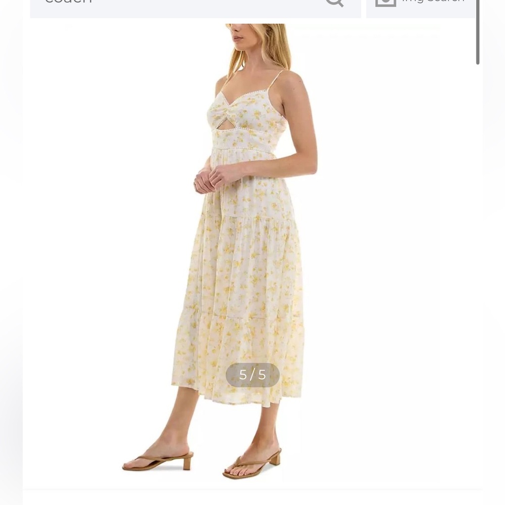 Trixxi White and Yellow Floral Midi‎ Dress